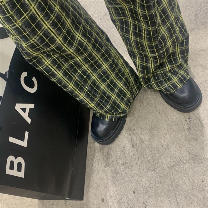 超显腿长格纹裤，其它，Alissa Lin