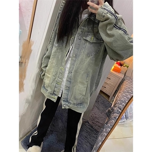 JK8887-P57 美式高街vibe牛仔外套男女春季复古港风chic潮拉链图片