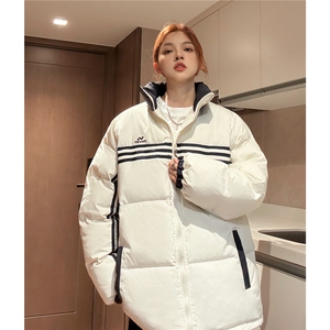 冬装中性 美式条纹织带棉服 刺绣logo棉衣休闲外套男女G1100 P118图片