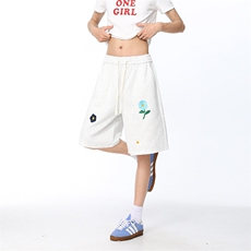 B221美式ins高街刺绣小花休闲短裤五分裤LK25544-特P25控58.8，男装休闲裤，电商B221