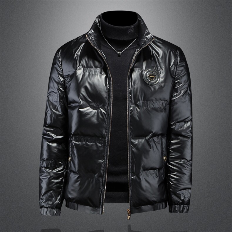 冬季新款男士立领亮面羽绒服潮流休闲外套钱塘2027-2301-特P180，男装羽绒服，钱塘6025