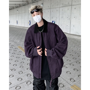F377P68男生秋装新中式潮牛仔外套男复古宽松水洗图片
