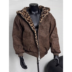 AA1748P100美拉德双面穿pu皮飞行夹克男美式机车服连帽外套，男装夹克，电商B323A