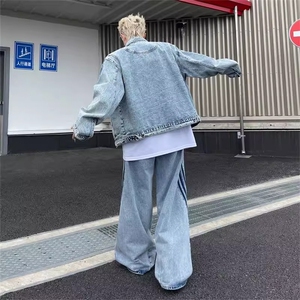JK8941-P68 美式覆古三条杠翻领牛仔外套男款潮流街头百搭图片