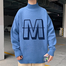 半高领毛衣男士大码针织衫男毛线衣男M18260-P45加绒款-P65，男装针织衫/毛衣，电商A040
