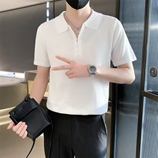 男纯色短袖时尚2023POLO衫百搭半拉链气质夏季新款标准潮S317，男装T恤，星座1116A-2（原606A-1）