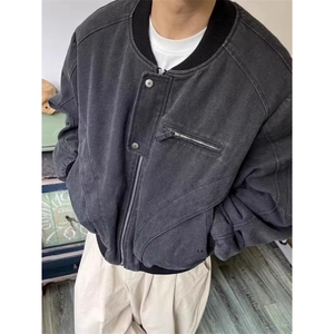 W10899-P105 网图现货 美式复古帆布工装飞行员夹克外套棒球服图片