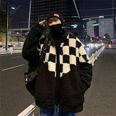 冬季羊羔毛外套男潮牌立领棉服棉衣A328P100控148，男装棉衣，电商A309