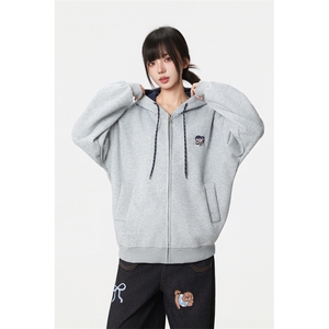5645-P65韩版新款设计感拉链开衫宽松外套连帽卫衣薄款图片