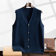 2024秋冬新款35%山羊绒男士加厚系扣羊绒背心马甲，男装羊绒背心，曼云男装羊绒