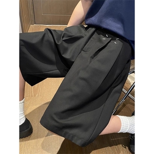美式休闲西装短裤男夏季2025新款潮牌宽松阔腿五分裤KA343-P35图片