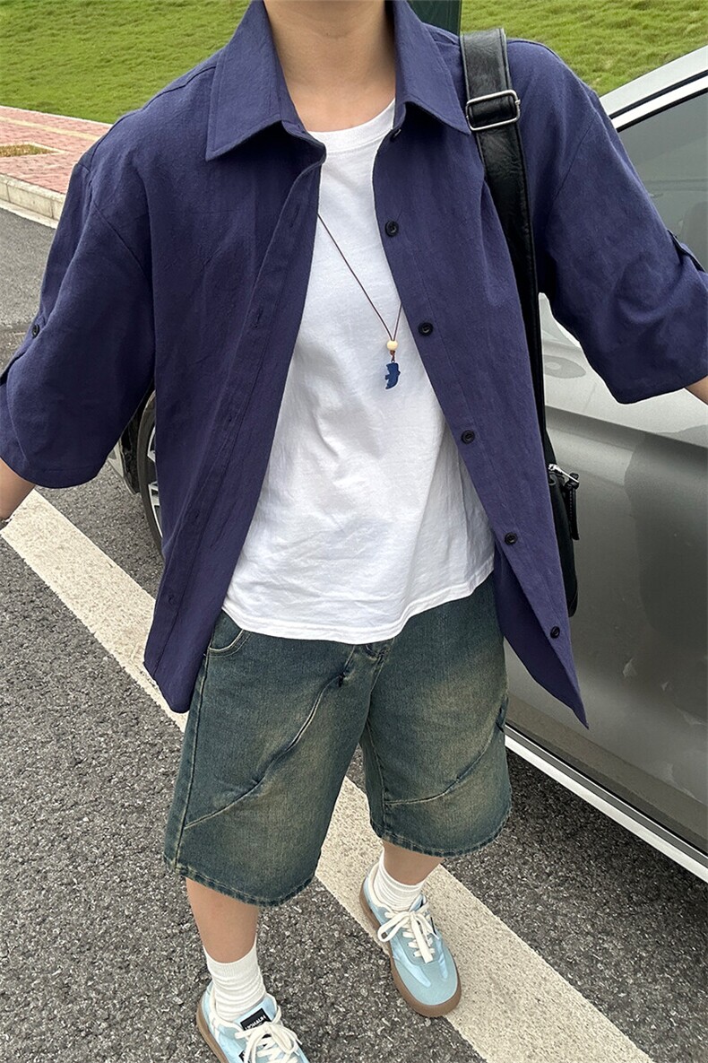 短袖衬衫男夏季新款100％竹节棉成衣水洗吸汗透气CS289-P35,男装T恤,星座301C-5