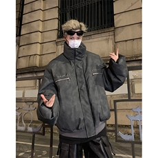 405A美式复古个性金属设计短款皮衣棉服MY24916-特批108控178，男装皮衣，星座405A