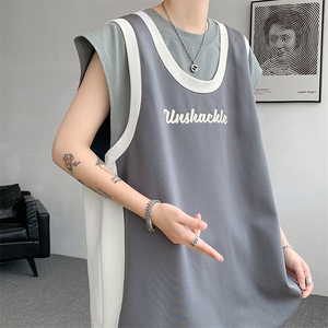 8XL-M 重磅！特大码短袖T恤背心男宽松休闲假两件篮球服DX317P68图片