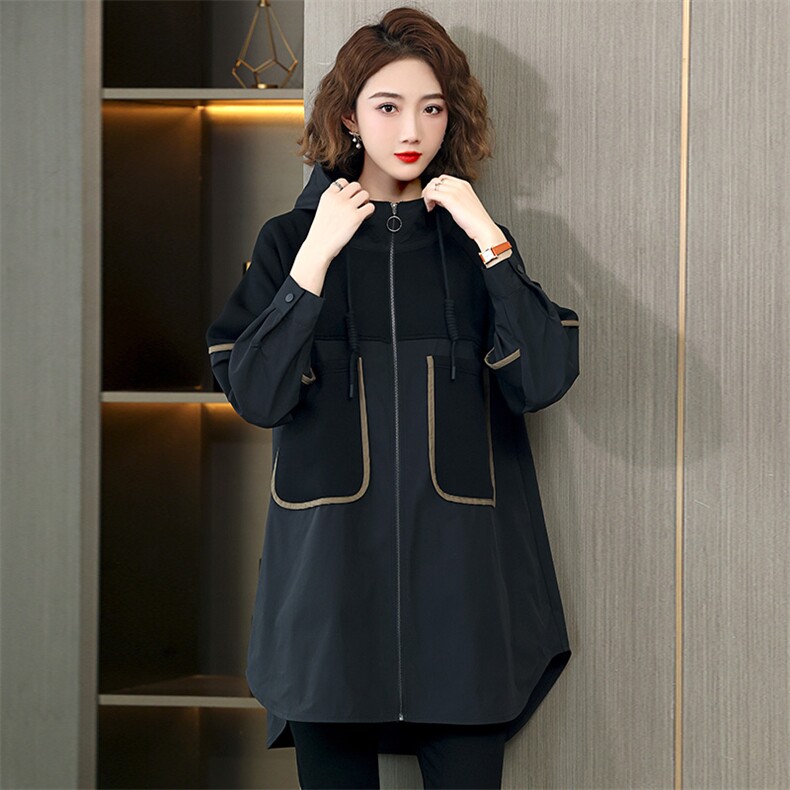 2025年春装新款风衣外套女中长款小个子中年妈妈休闲大码胖mm春秋,女装风衣,丽影随形