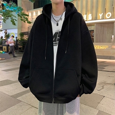 H172P65加绒70重磅连帽宽松卫衣美式潮牌休闲拉链开衫外套纯色，女装短外套，星座304A