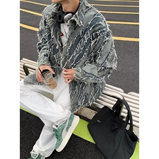 毛边拼色水洗牛仔衬衣外套流苏设计感炸街网红衬衫外套J3502-p75，男装衬衫，星座1001-1