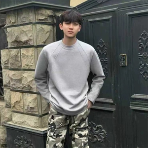 抖音得物品质26春装美式高街曼巴棉螺纹拼接卫衣圆领长袖T恤YT164图片