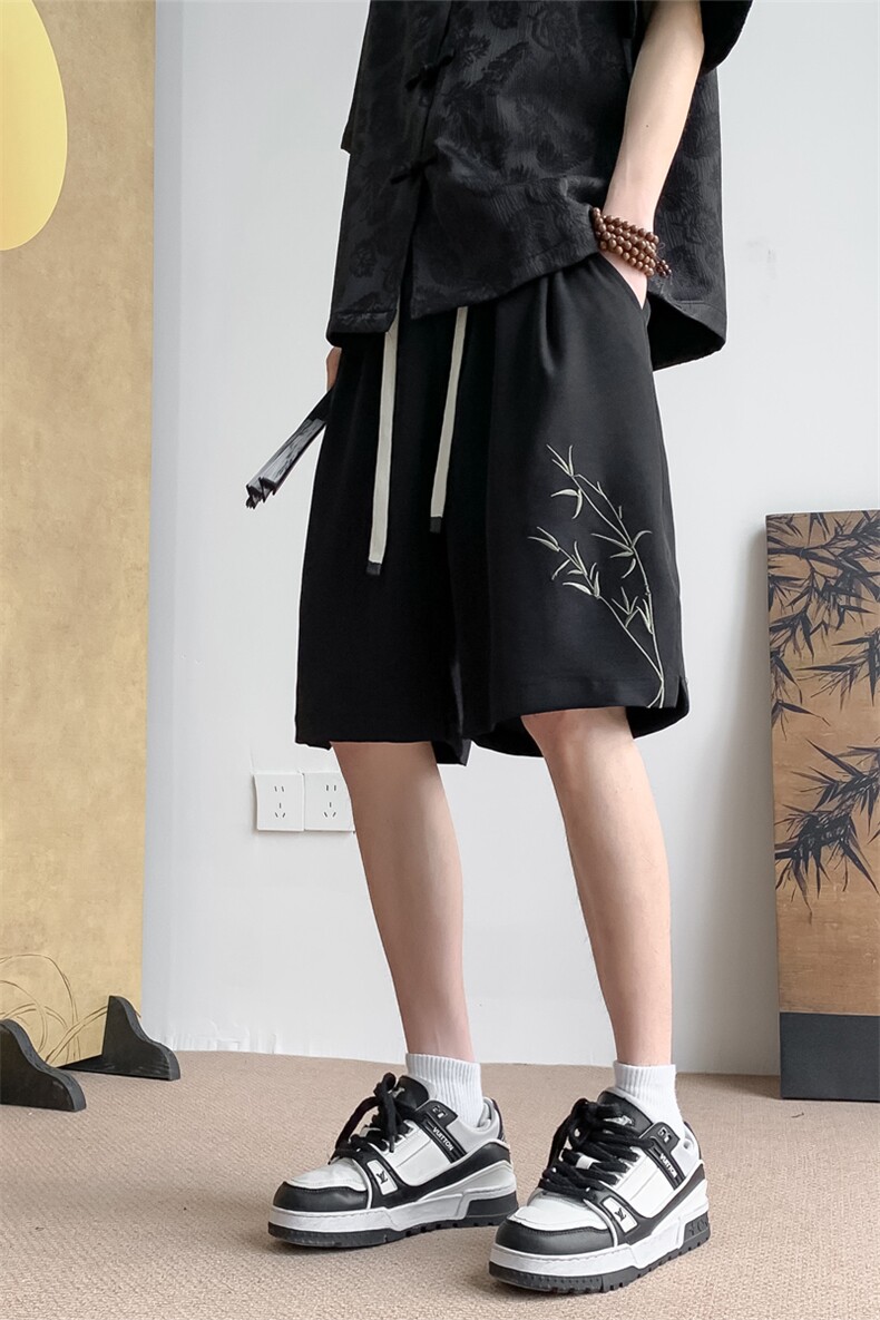 夏季风冰丝休闲短裤电脑刺绣结宽松五分裤男938特P27控48,男装牛仔裤,电商C305A