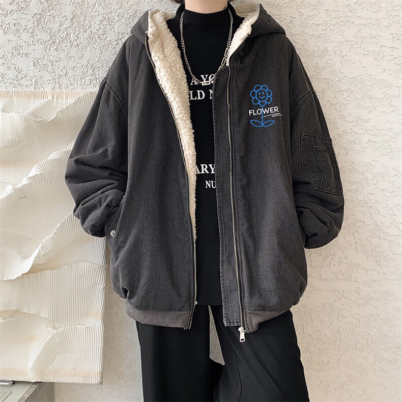 控价158牛仔棉衣男大码加绒羊羔绒牛仔棉服男棉袄 NM53274-P140图片