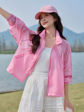 时尚小个子新款夏季SPF防晒衣女连帽薄款透气运动骑行防晒皮肤衣，女装防晒衣，悦祺