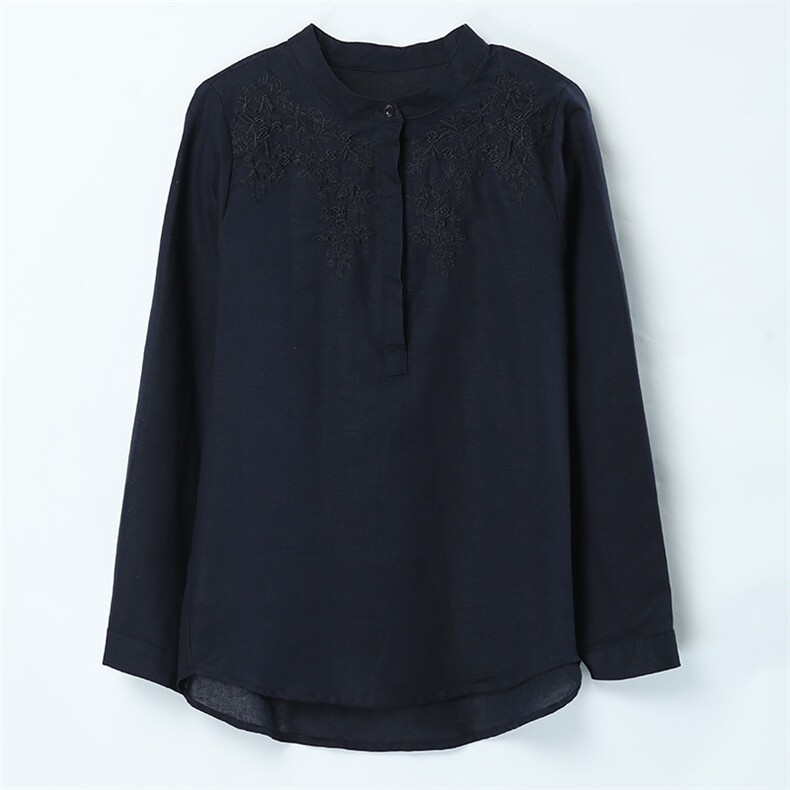 2022春季新款休闲棉麻绣花套头衬衣，女装衬衫，木子恋