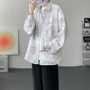 衬衫男秋季新款港风宽松大码扎染肌理感长袖衬衣CS7012-P38,男装衬衫,星座214-3