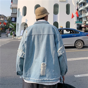 美式复古牛仔外套秋季韩版潮流宽松休闲运动工装夹克男 W1147-P55图片