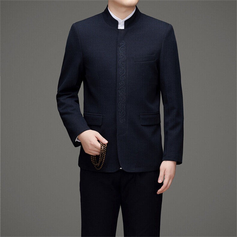 春秋新款中山装男士中年风新中式休闲西服唐装MJ591-P145,男装西服,星座1105-3
