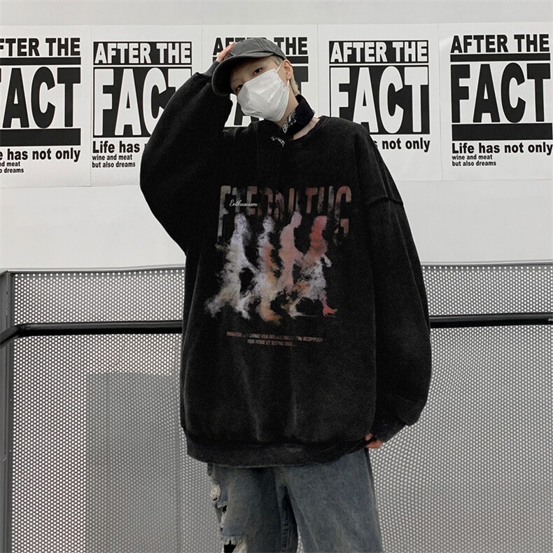 美式潮牌重磅水洗做旧连帽卫衣力推大码男XZ517A-2-Y7751-P58,男装卫衣,星座517A-2