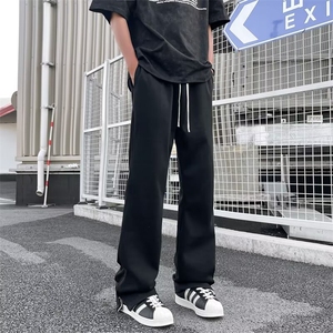 孔雀斜设计感拉链开叉裤微喇裤子男直筒宽松喇叭休闲长裤 K1162图片
