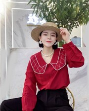 新款春款，海军风丝绵面料衬衣，领子是工艺设计，其它，瑟拉·女人缘