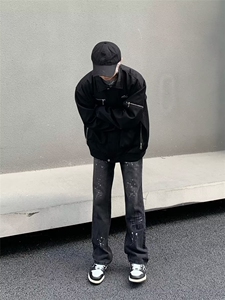 高街复古水洗宽松直筒牛仔裤男 ins潮流百搭休闲N203-P45图片