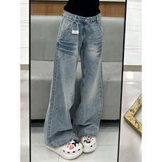 【有货】K7053CC-特P48浅蓝色闪电纹牛仔裤男女设计感直筒裤子，男装牛仔裤，星座1007（原301D）