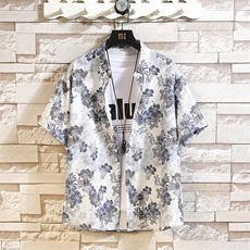精品花衬衫大码男短袖夏季痞帅休闲上衣服外套翻领衬衣A012/P35，男装衬衫，电商A012