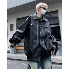 美式高街机车服皮衣男韩版潮流2023秋冬季新款ins外套W5393-P75，男装皮衣，星座412-3