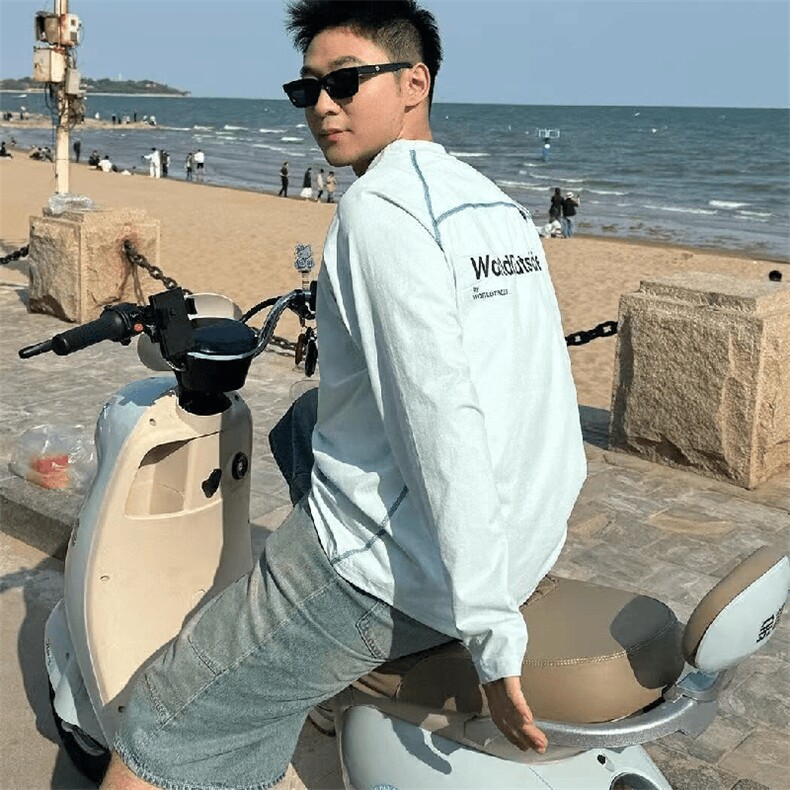 美式高街解构工艺速干长袖T恤男女款防晒罩衫户外运动潮牌骑行服，男装防晒衣，电商A443