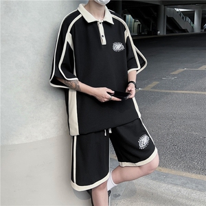 休闲运动服套装男夏季短袖POLO衫青少年短裤潮牌两件套TZ01-P55图片
