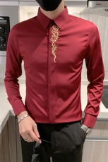 2025男士秋冬男社会精神小伙加绒纯色绣花衬衫301A-1/CS310/P65，男装衬衫，星座301A-1