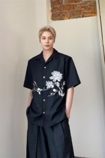 山本暗黑系绣花翻领短袖男女衬衫夏季潮流古风刺绣衬衫149P80，男装衬衫，星座901-1（原C217）