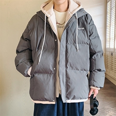 冬季宽松/假两件连帽休闲外套潮加厚棉衣XZ102B-1M6628-P110，男装棉衣，星座102B-1