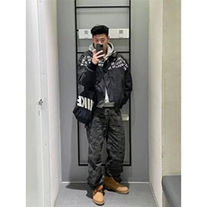 棒球服外套男美式高街字母皮衣高级感宽松夹克W6709-P75，男装夹克，星座215-1