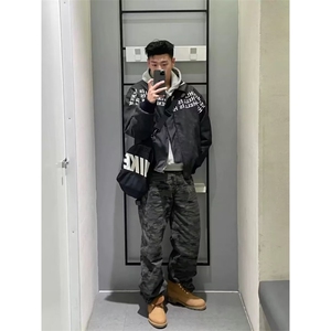 棒球服外套男美式高街字母皮衣高级感宽松夹克W6709-P75图片
