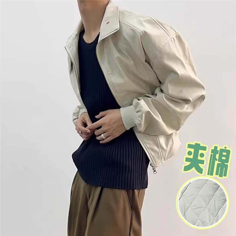 秋冬季解构立领设计皮夹夹棉加厚保暖克男复古设计高级感外套短款,男装棉衣,星座506A