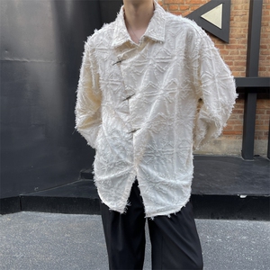 24春装高级新中式复古金属盘扣流苏潮长袖衬衫男女大码衬衣外套图片