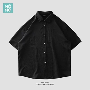 日系口袋短袖衬衫男女夏潮流宽松情侣上班外穿半袖衬衣LS184P33