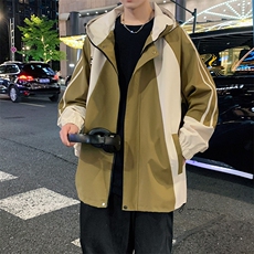 港风拼接上衣夹克宽松落肩拼色冲锋衣外套JK836P75，男装夹克，星座1204-3