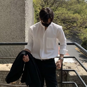 中式立领衬衫男禁欲系男装高级感设计感英伦雅痞衬衣MC31P35图片