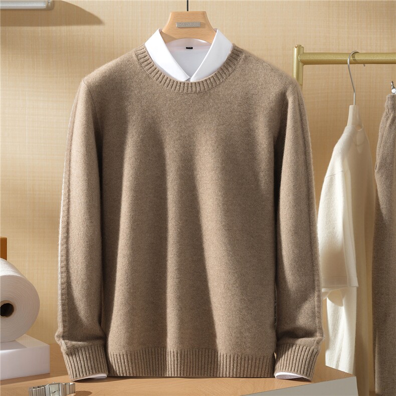2025年秋季新款百搭圆领套衫，男装羊绒套衫，澳坤羊绒