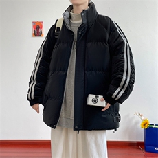 立领棉衣男秋冬季加厚棉袄外套条纹宽松ins潮面包棉服M0752-P108，男装棉衣，星座308B-2